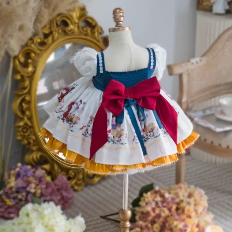 Snow white Print LayerDress/ Dress Pesta Anak