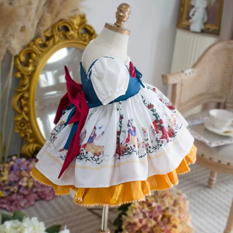 Snow white Print LayerDress/ Dress Pesta Anak