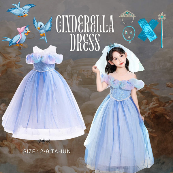 Cinderella Frozen Blue Sequins Dress/ Dress Anak Karakter