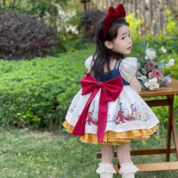 Snow white Print LayerDress/ Dress Pesta Anak