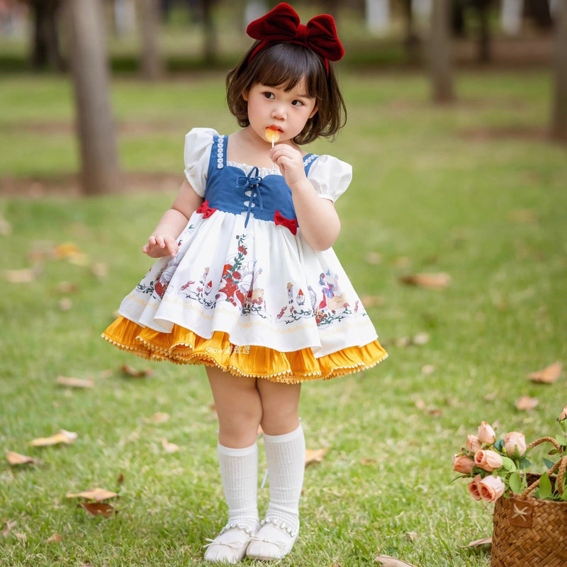 Snow white Print LayerDress/ Dress Pesta Anak