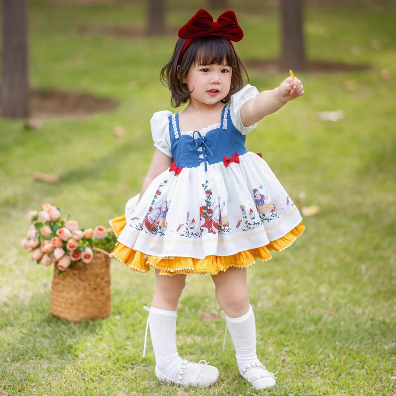 Snow white Print LayerDress/ Dress Pesta Anak