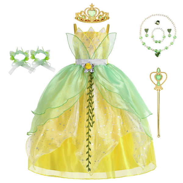 Frog Prince Princess Tiana/ Kartun Tiana Dress Ijo