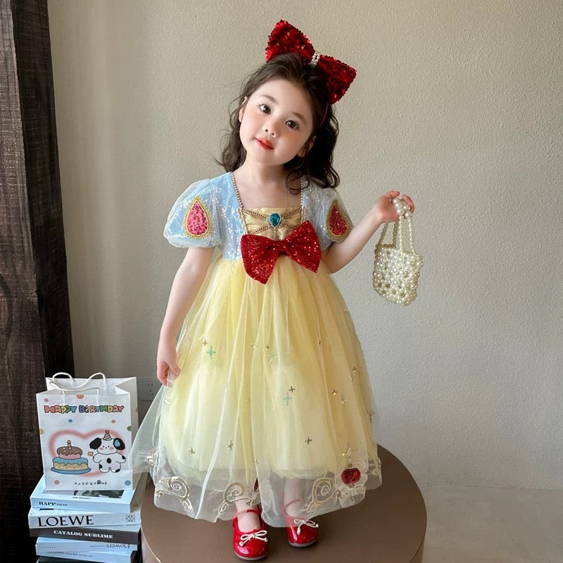 Snow white Print LayerDress/ Dress Pesta Anak
