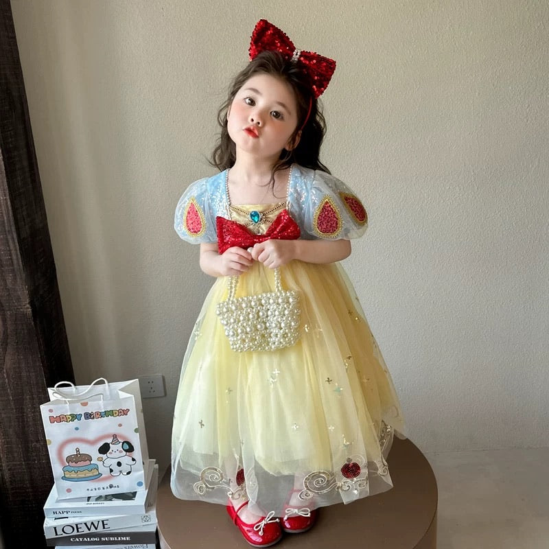Snow white Print LayerDress/ Dress Pesta Anak