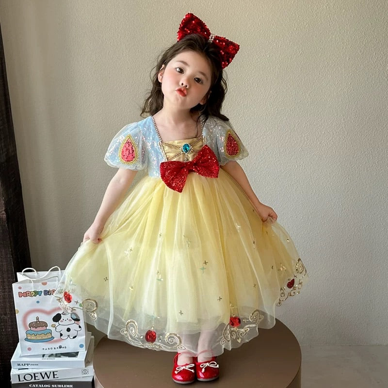 Snow white Print LayerDress/ Dress Pesta Anak