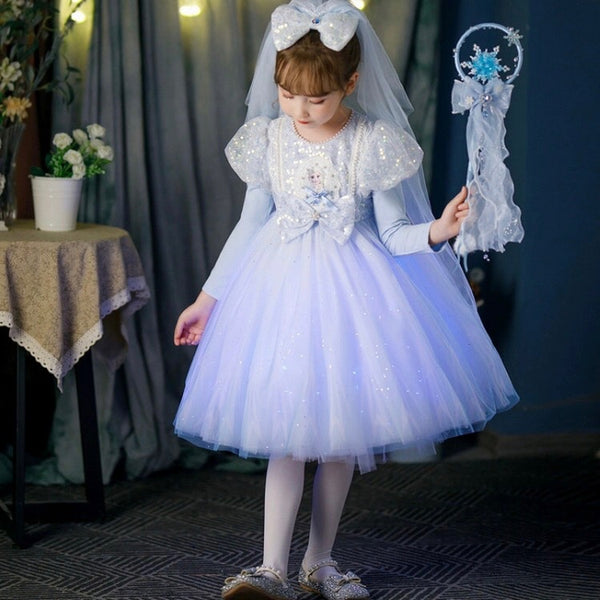 Princess Elsa Frozen Blue Pink Dress/ Kostum Anak Princess Frozen