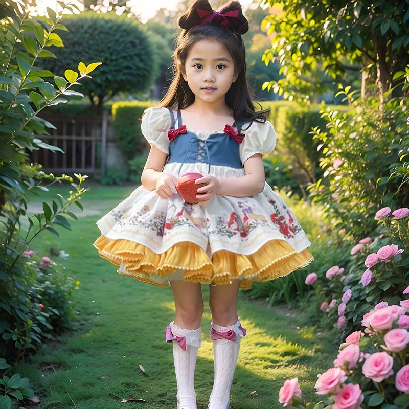 Snow white Print LayerDress/ Dress Pesta Anak