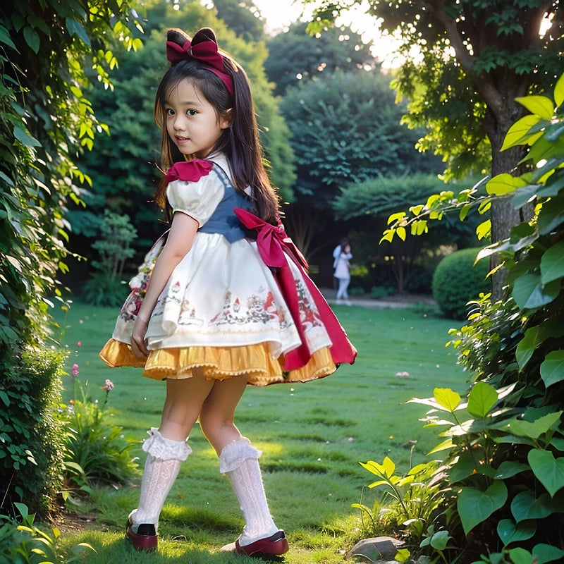 Snow white Print LayerDress/ Dress Pesta Anak