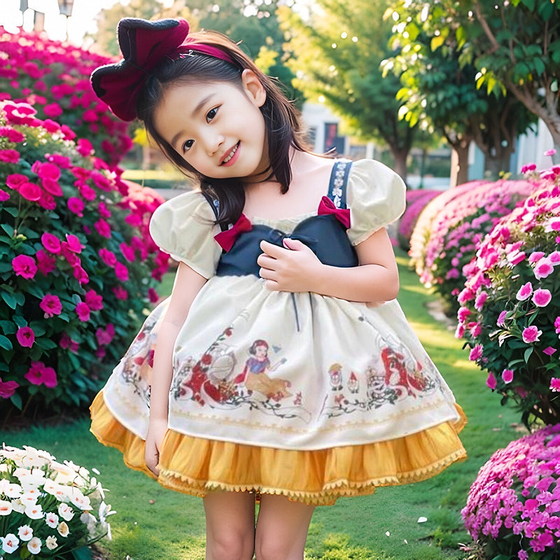 Snow white Print LayerDress/ Dress Pesta Anak