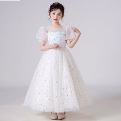 Elin White Pink Grey Party Dress/ Dress Pesta Anak Panjang