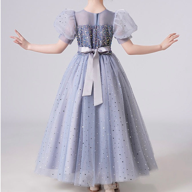 Elin White Pink Grey Party Dress/ Dress Pesta Anak Panjang