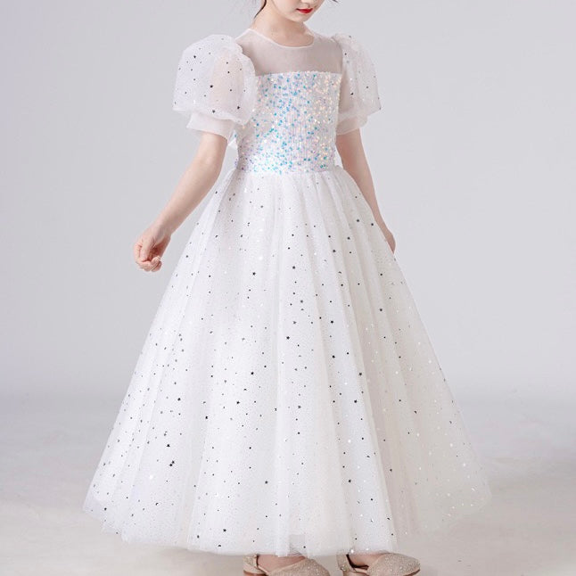 Elin White Pink Grey Party Dress/ Dress Pesta Anak Panjang
