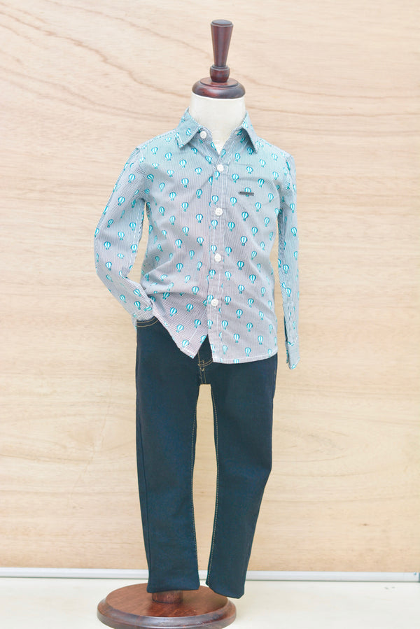 Green ballon print shirt