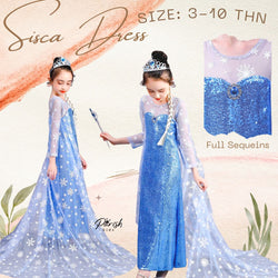 Frozen sisca full sequin dress/ baju pesta anak