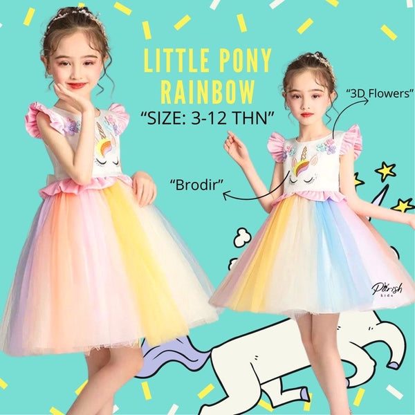 Little Pony Rainbow Dress/ Dress Pesta Anak Ulang Tahun
